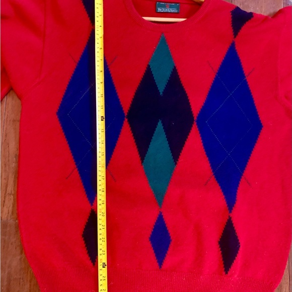 Vintage Argyle Scottish Wool Sweater Oversize Acedemia The Scotch House - Picture 6 of 7